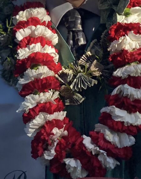 Red & White Carnation Lei